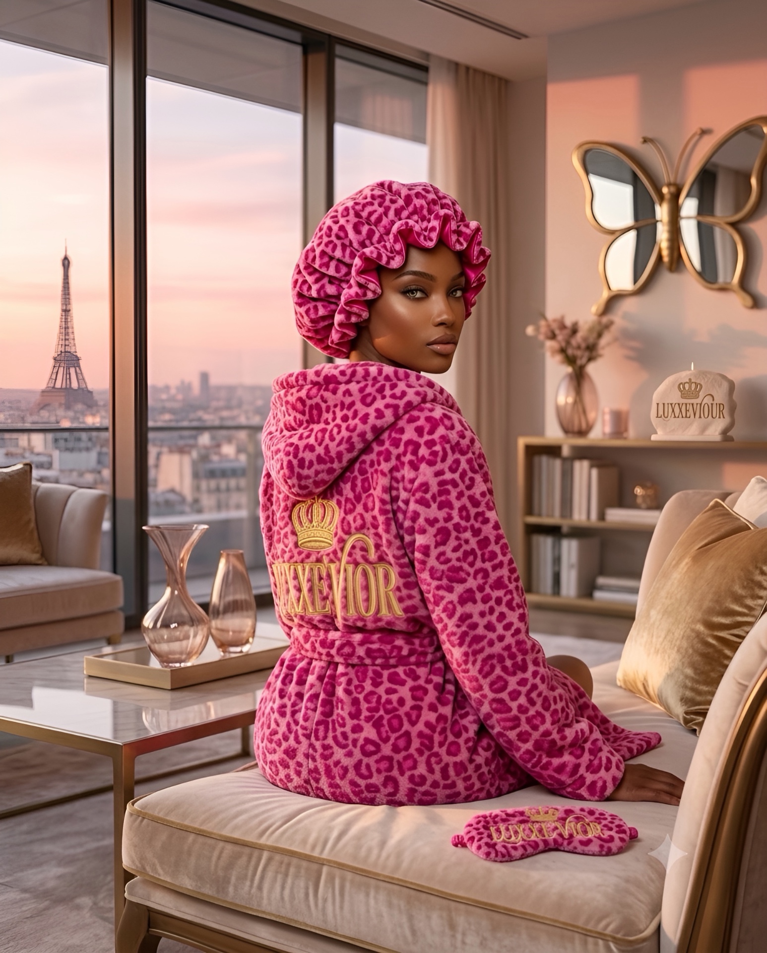 Pink Leopard sleep headwear without ears