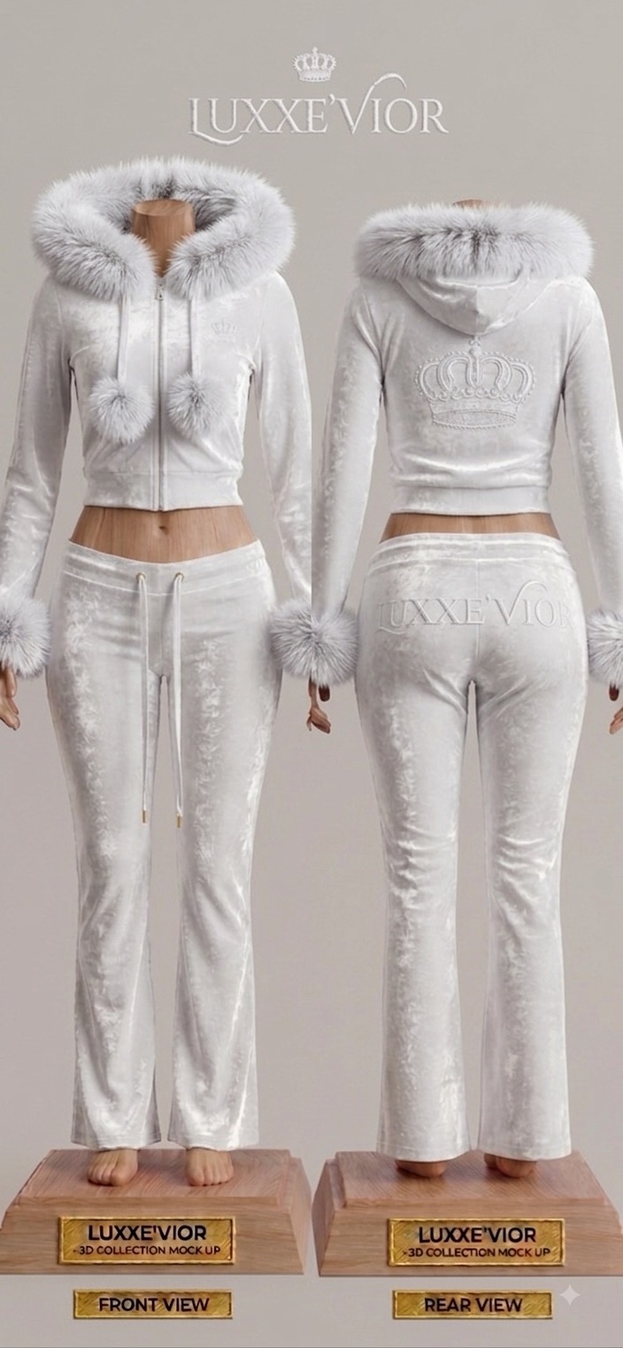 Ivory Dominion velour tracksuit set