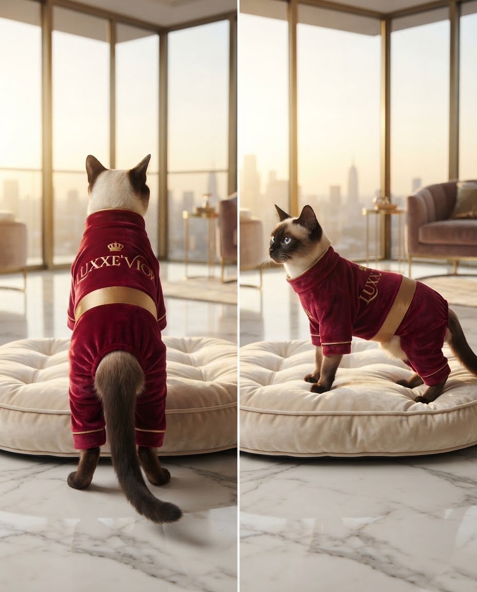 Cat wearing the Velvet Royal Bloodline pet set